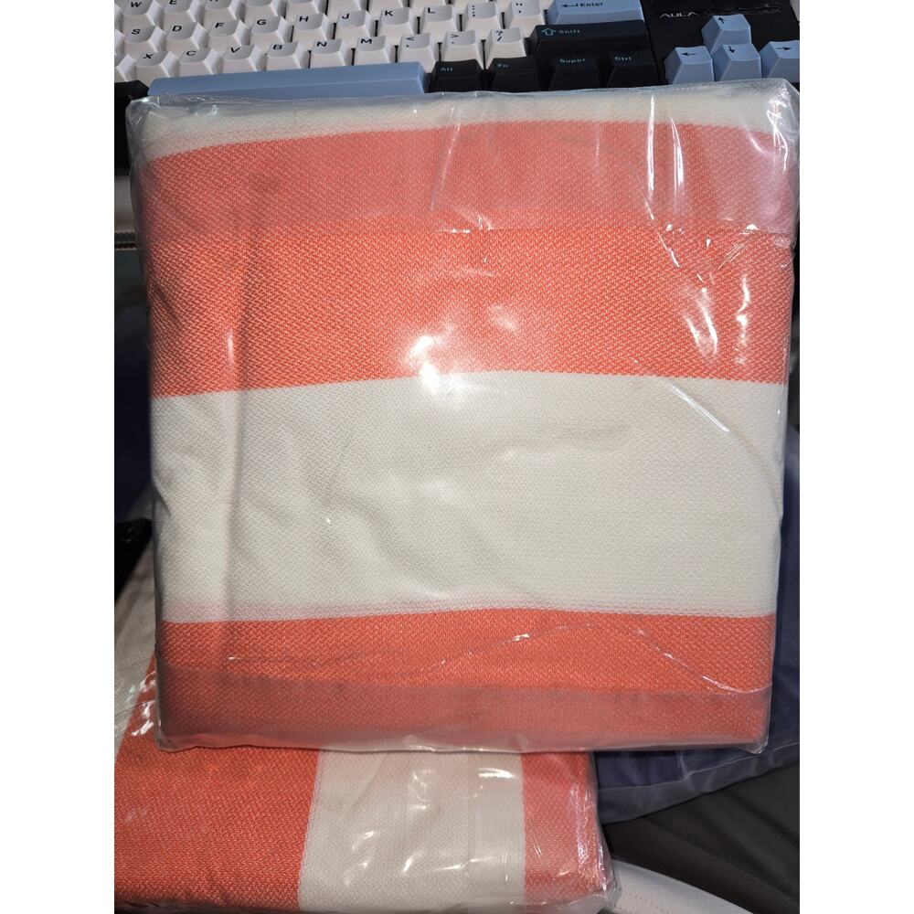 Oversized Beach Towel 36x70 XL Cotton Cabana Orange White Striped NEW